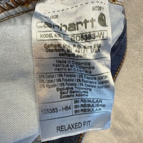 Carhartt Women’s 26W Rugged Flex Relaxed Fit Jeans Blue Mid Rise Stretch Denim - Picture 6 of 10